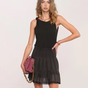 🆕 NWT Heartloom Black Mini Skater Dress Pleated Cocktail Size Small